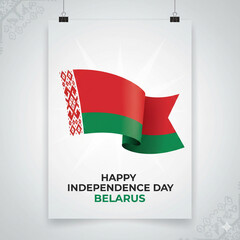 Belarus Independence Day Celebration with National Flags and Traditional Ornament