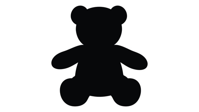 A black silhouette of a teddy bear on a white background isolated on white background, Vector