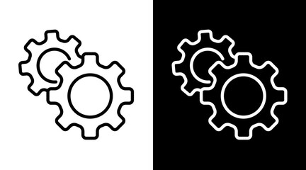 Gear White Icon Set Vector 