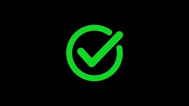 Check mark animation. check mark animation motion. Animated tick mark icon with circle loading animated on black background 4k video