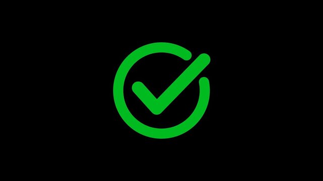 Check mark animation. check mark animation motion. Animated tick mark icon with circle loading animated on transparent background 4k video with alpha channel