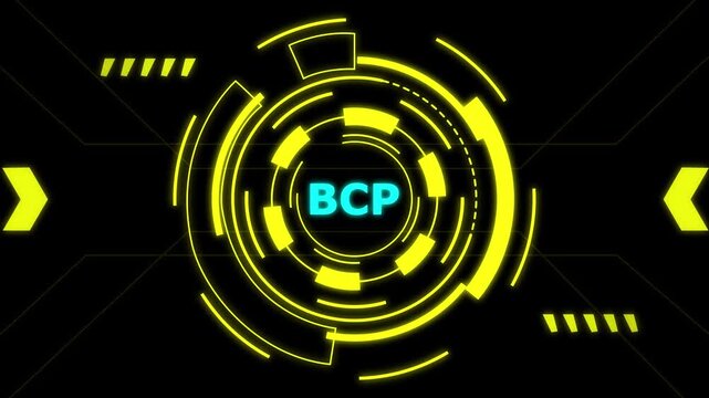 Business Continuity Plan BCP Neon Glow Logo Abstract Technology Concept 3D Animation.