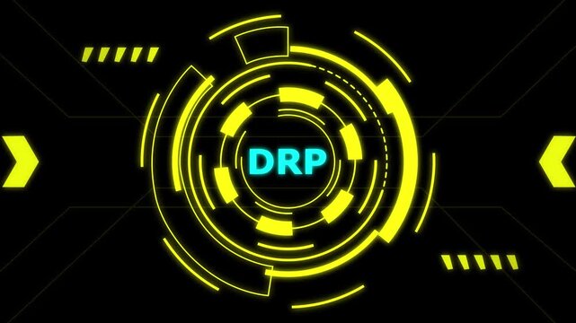 DRP logo neon glowing futuristic motion design abstract digital technology concept.