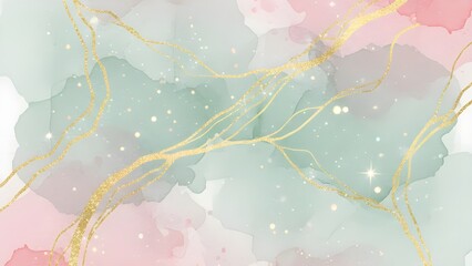 금색 선이 교차하는 수채화 풍경 느낌의 추상 배경 abstract watercolor background with intersecting golden lines