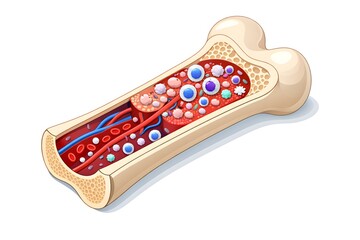 Isometric Cross Section Of Bone Marrow Producing White Blood Cells and platelets  Minimal Healthcare Design 