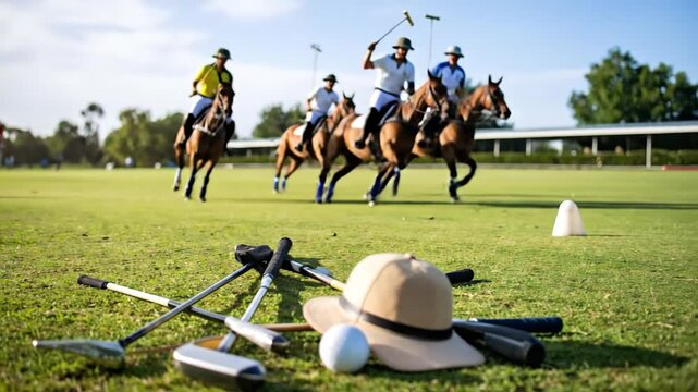 Polo Sport Game with Players on Horses