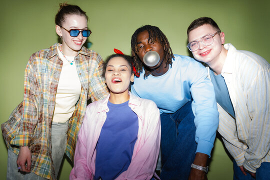 Young people chewing gum in the studio