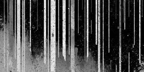 Monochrome Abstract Composition with Vertical Lines and Scattered Particles on Grunge Texture in Black White and Gray Tones for Visual Effect