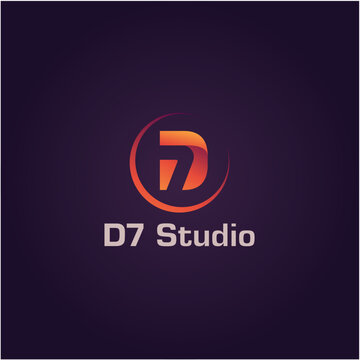 D7 Studio Modern Abstract Geometric Logo with Gradient Monogram