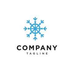 Ice Steering Wheel Ship Logo Icon Vector