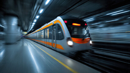 subway train in motion