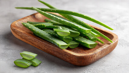 green beans on a wooden background