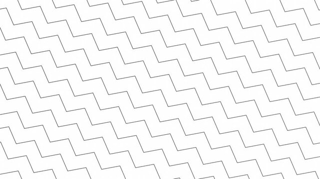Abstract white background with repeating grey zigzag line pattern. Minimalist geometric animation with moving diagonal lines.