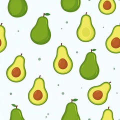 Vibrant Avocado Pattern - Fresh, Healthy, and Delicious Fruit Design on a Light Background.