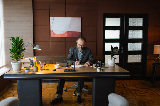 A man works in an office