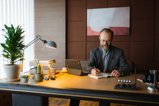 A man works in an office