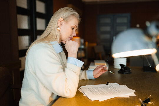 A woman works in an office