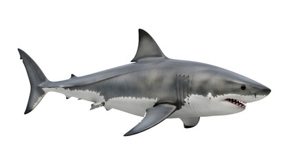 Obraz premium shark, great white shark, ocean shark, sea predator, marine animal, dangerous fish, shark side view, realistic shark, underwater animal, aquatic predator, shark isolated, shark png, shark without back