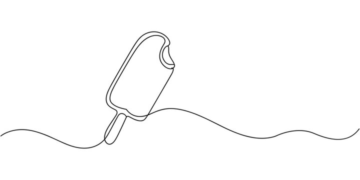 Ice cream bar continuous one line drawing vector illustration, One continuous line drawing of fresh ice cream stick. Single line art of delicious, sweet and juicy.