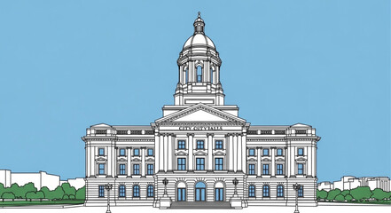 Classic Government Building with Dome and Columns. © fuad