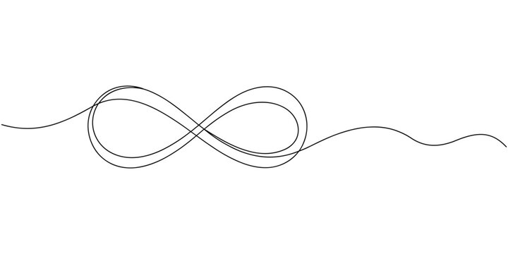  continuous drawing of infinity with one line, Infinity sign mark one line art, Self draws infinity sign one line. Infinity eternity symbol in variations pro design style.