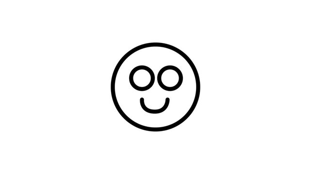 Happy smiley face motion icon. Cute animated happy smiley face icon with big eyes representing positive emotion, satisfaction, and joy.