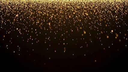 Obraz premium Golden glittering particles falling from top to bottom over a deep space