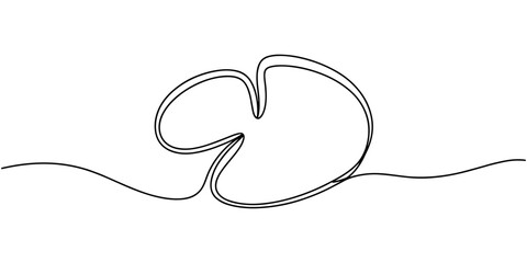 lily pad icon continuous one line drawing, Outline drawings of water lily plants in pond, leaf pads. Set of lotus leaves in sketch style. Botanical vector illustration isolated on white background. © Creative Tania