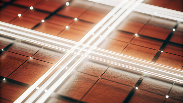 Intricate grid of interconnected electronic components on a circuit board