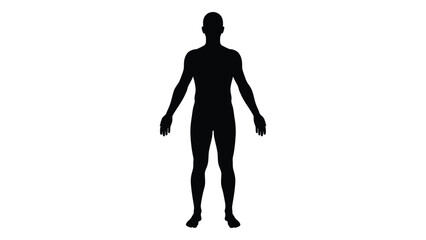 A black silhouette of a human figure standing upright isolated on white background, Vector © SILHUETTECHEMBER