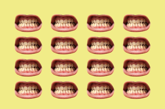 Mouths on a yellow background
