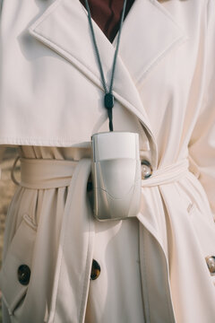 Vintage camera hanging on a strap