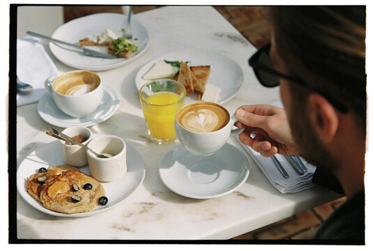 A sunlit breakfast scene
