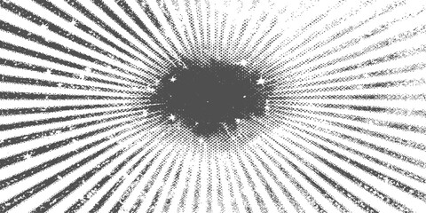 An abstract black and white explosion of binary code and digital data spirals into a 3d technology tunnel with motion lines and a circular pattern design