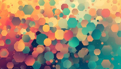 Vibrant Colorful Hexagon Mesh Design with Depth Perception and Overlay Shadows