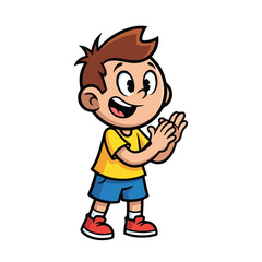 Fototapeta premium Cheerful cartoon boy clapping with excitement and joy