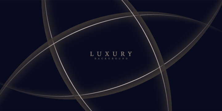 Navy blue premium abstract background with luxury dark golden lines, stripes, circles and random geometric shapes. Modern elegant background for poster, banner, wallpaper and exclusive design concepts