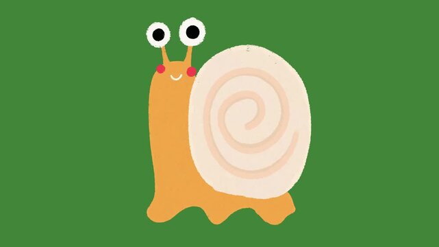 Cute Hand-Drawn Snail 2D Animation on Green Screen | Cartoon Garden Insect Overlay Effect