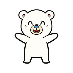 Obraz premium Cute white bear with arms outstretched in a friendly gesture isolated on white background
