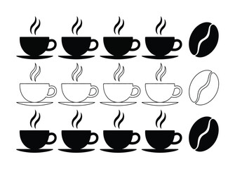 Obraz premium A Pattern of Steaming Coffee Cups and Coffee Beans
