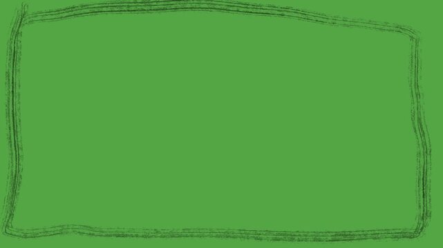 Hand-Drawn Sketch Frame Border Stop Motion 2D Animation on Green Screen | Rough Outline Frame by Frame Overlay