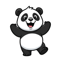 Naklejka premium Happy Panda Cartoon Character With Open Arms