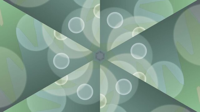 Symmetrical floral pattern with green hues and circular shapes viewed from directly above