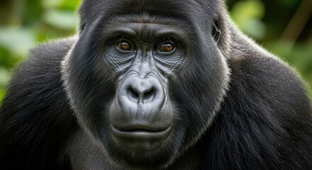 Obraz premium Intense Gaze - A Silverback Gorillas Portrait of Power and Wisdom.
