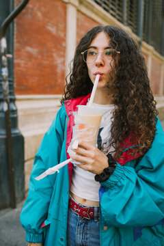 Girl drinking bubble tea