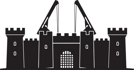 Black castle, medieval fortress, silhouette illustration, vector icon © Rokeya