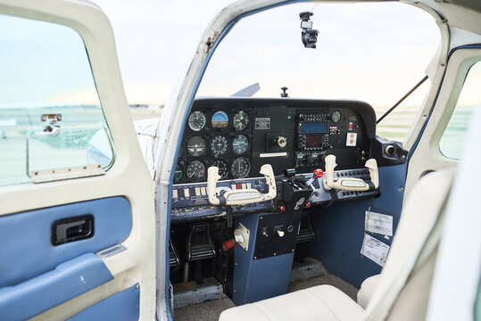 Cockpit of a small plane