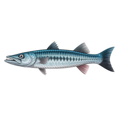 Fototapeta premium A detailed image of a blue and silver fish on a black background