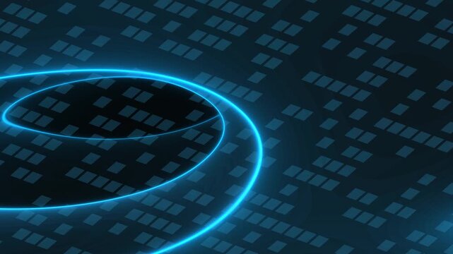 Abstract glowing blue spiral line with a digital pixelated background, representing data flow and technology.