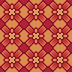 A pattern of red and orange squares and triangles